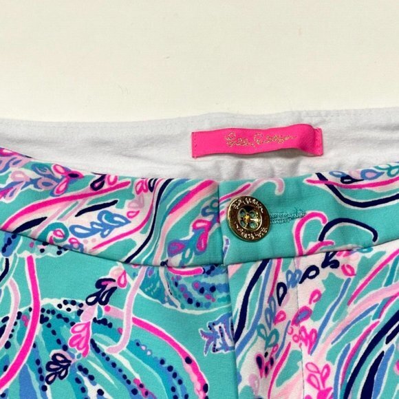 Lilly Pulitzer Buttercup Knit Shorts Women 0 EUC‎ Stretched Pockets Scalloped - Picture 3 of 13